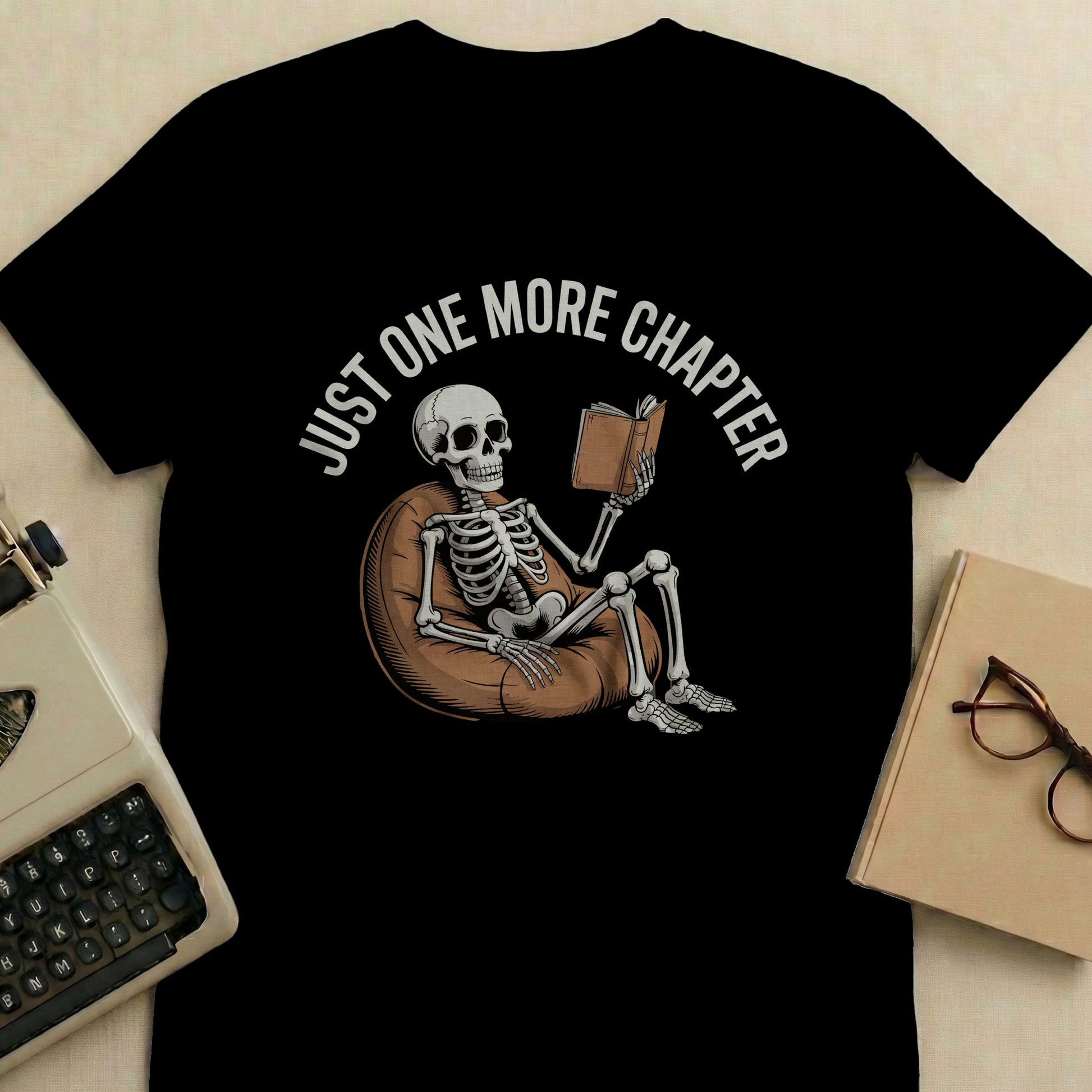 Just One More Chapter Skeleton Reading T-Shirt