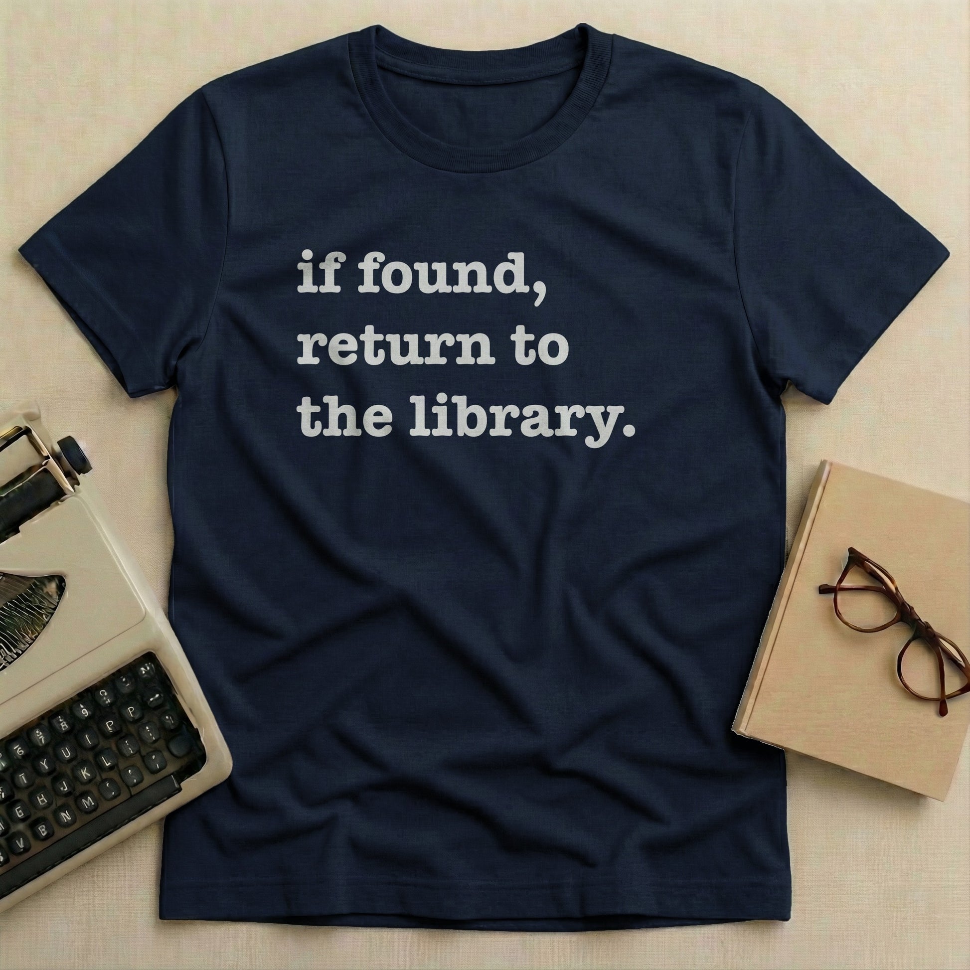 if found return to the library t-shirt